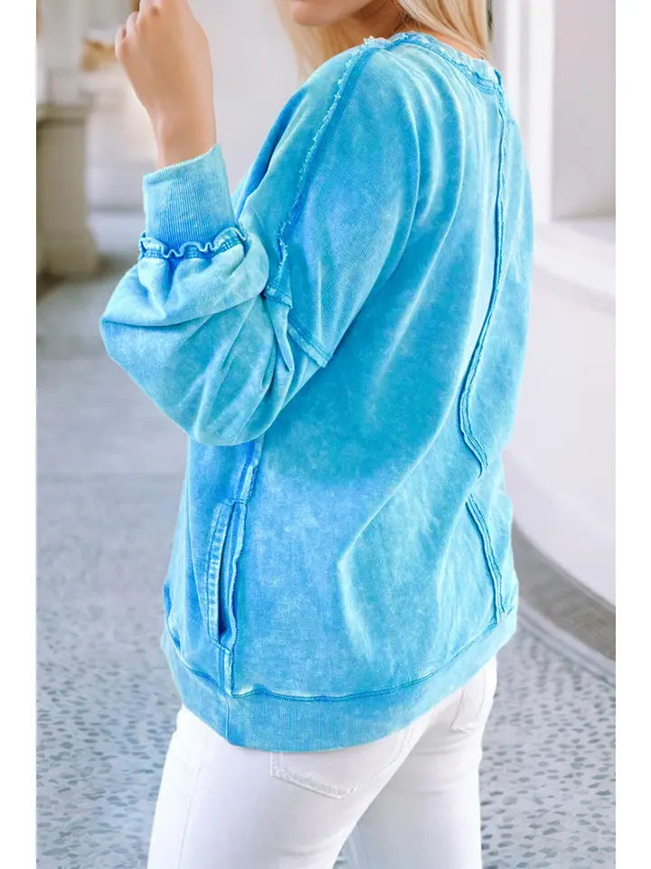 Jackie Blue Acid Wash Pullover