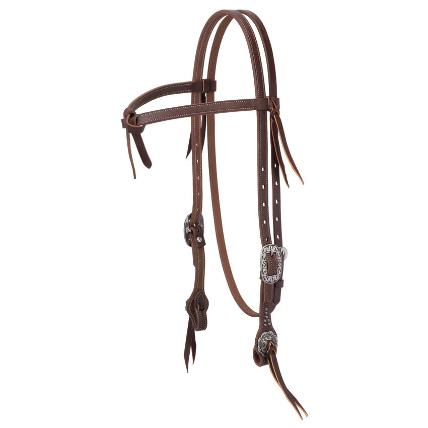 Weaver Leather Knot Browband Headstall w/ Floral Buckle