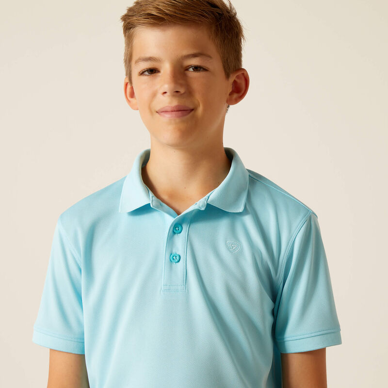 Ariat Boy's Nolan Tek Polo Aqua