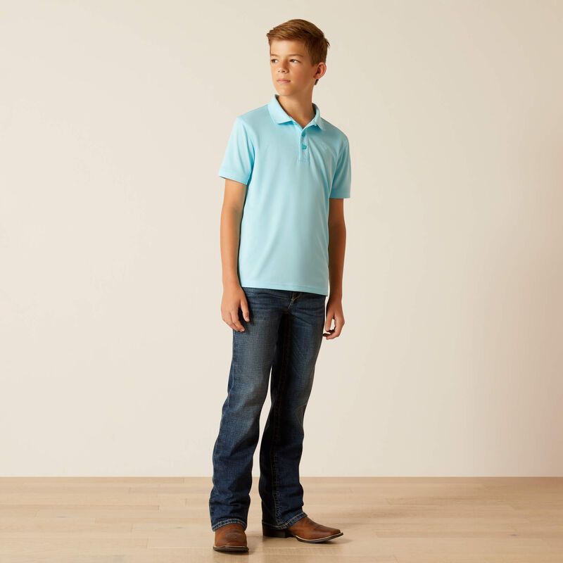 Ariat Boy's Nolan Tek Polo Aqua