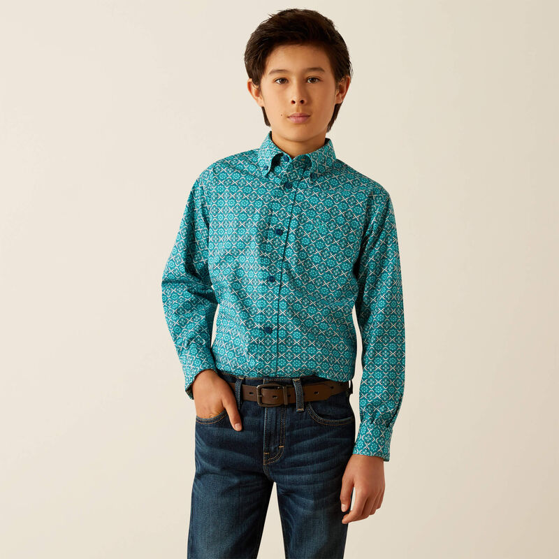 Ariat Boys Jordy L/S Shirt Blue