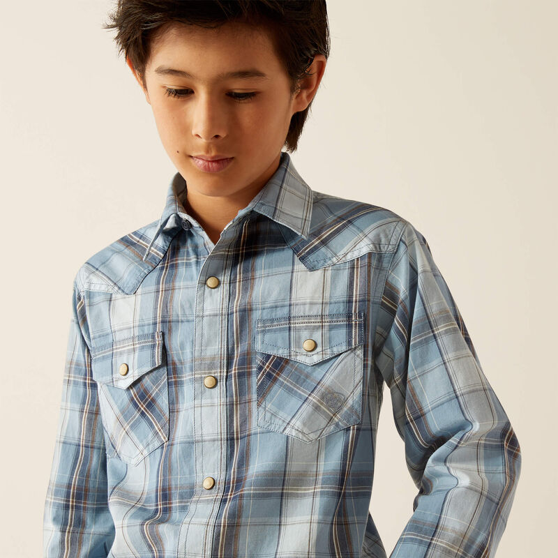 Ariat Boys Hampton Retro Snap L/S Light Blue