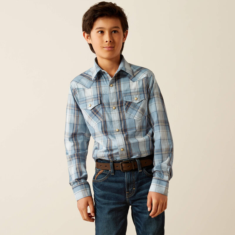 Ariat Boys Hampton Retro Snap L/S Light Blue