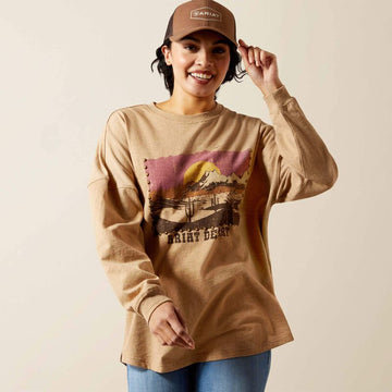 Ariat Women's Canvas Oversized L/S Tee Brown