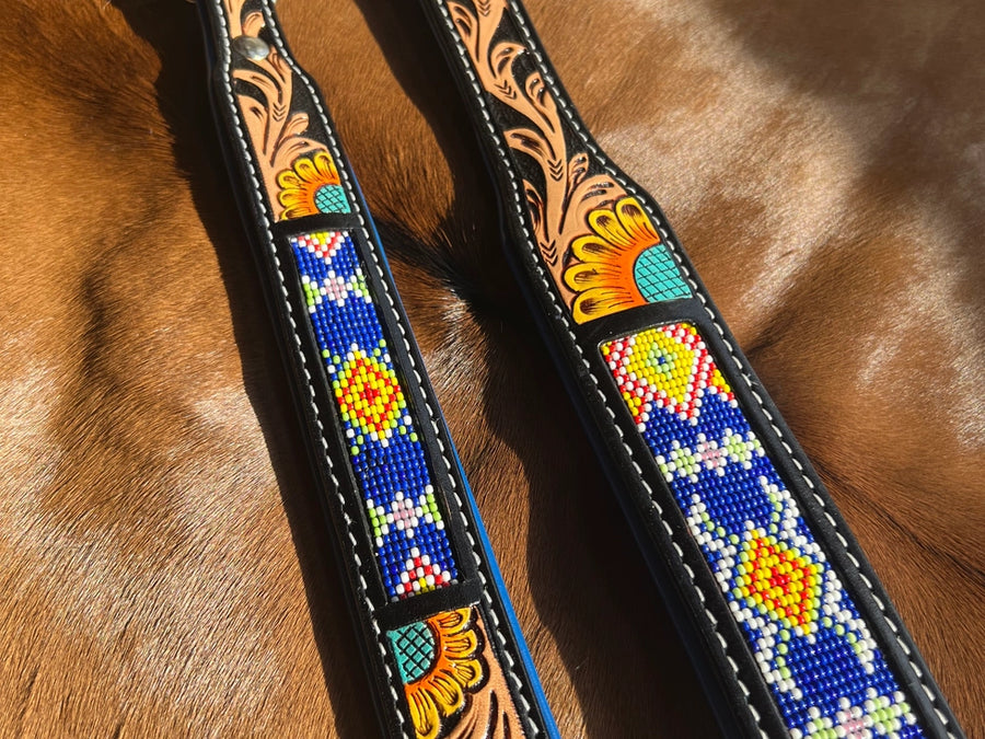 Equipage Beaded Sunflower Painted Western Dog Collar