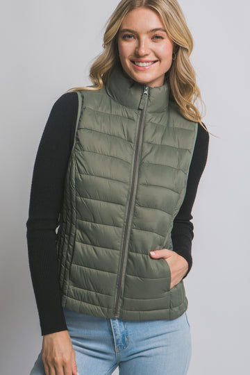 Jezabelle Puffer Vest Blk/Grn