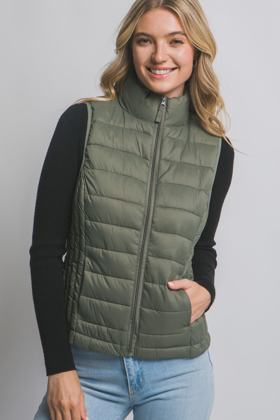 Jezabelle Puffer Vest Blk/Grn