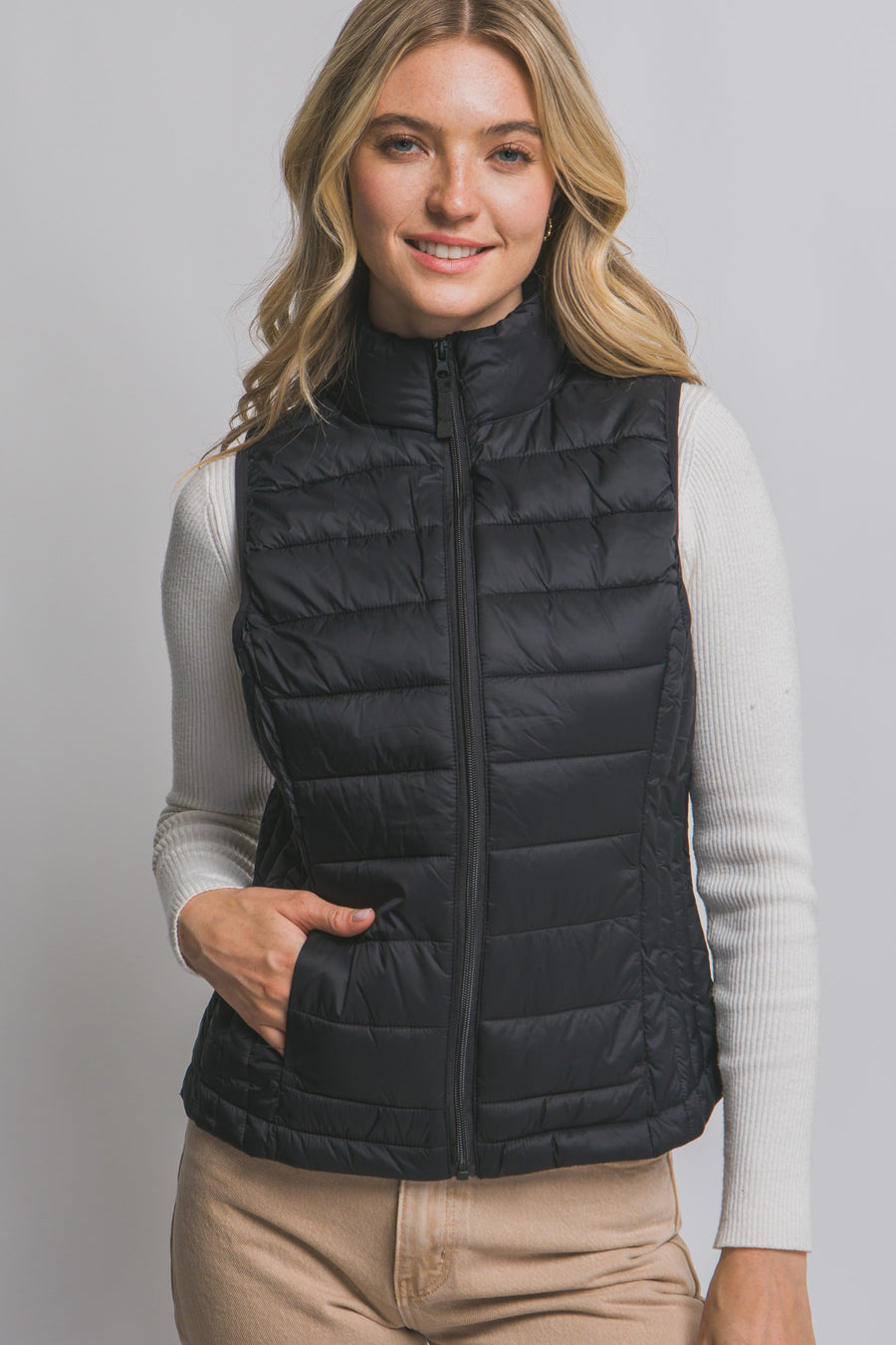 Jezabelle Puffer Vest Blk/Grn