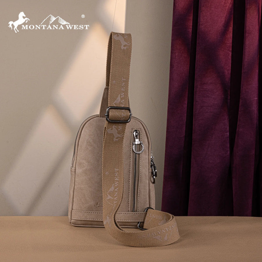 Montana West Floral Tooled Cowhide Sling