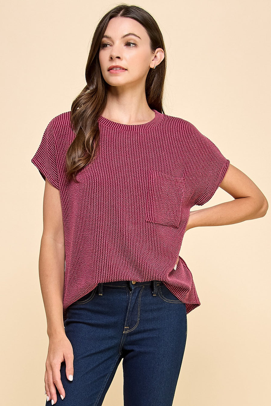 Tilly Ribbed Top with Pockets