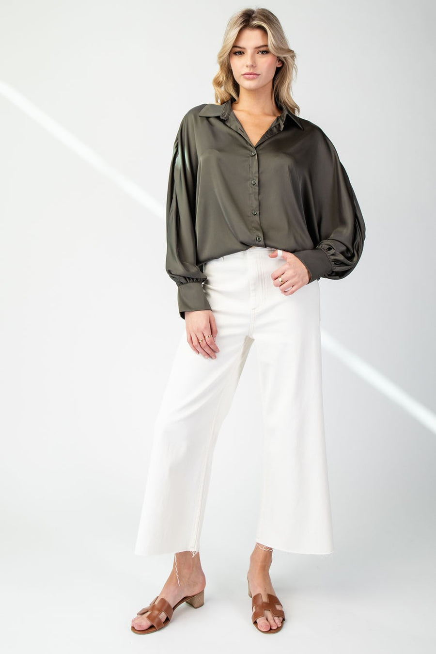 Juniper Satin Button Down Top