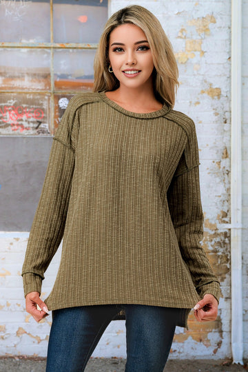 Teensie Olive Hi Low L/S Top