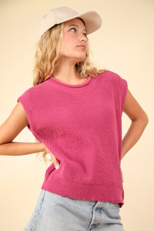 Pinkie Oversized Knit Sweater Vest