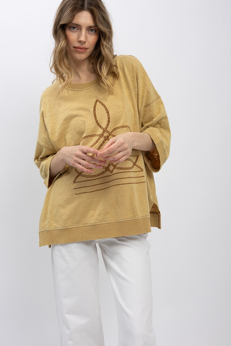 Angelica Embroidery Boot Stitch Top