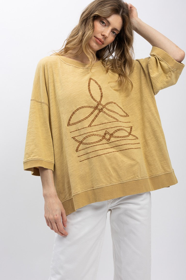 Angelica Embroidery Boot Stitch Top