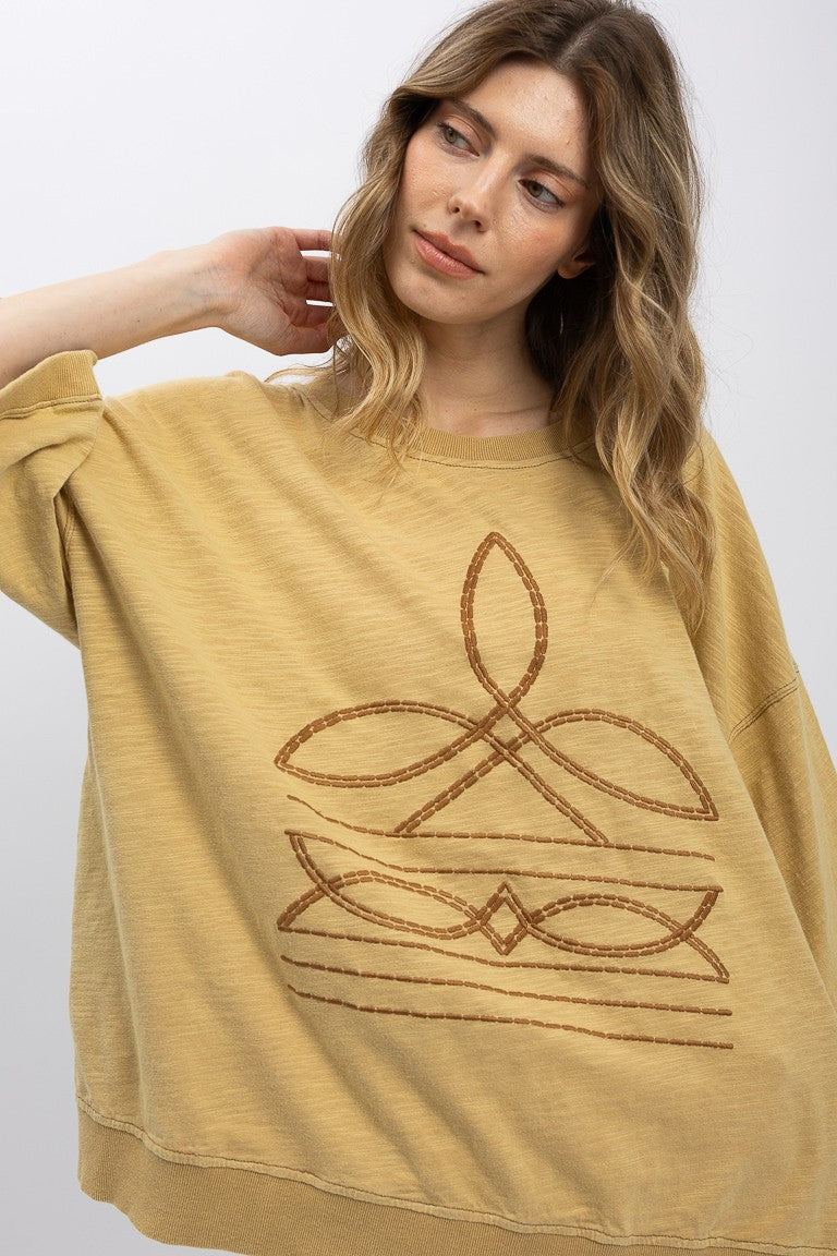 Angelica Embroidery Boot Stitch Top