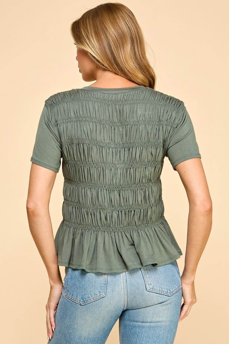 Shania Olive Ribbed Top