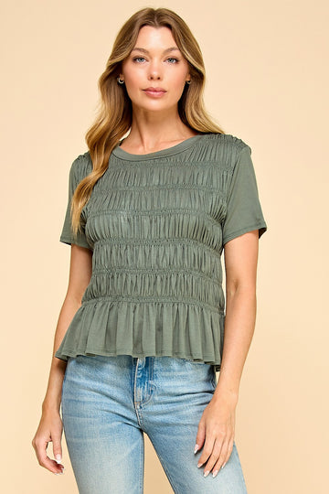 Shania Olive Ribbed Top