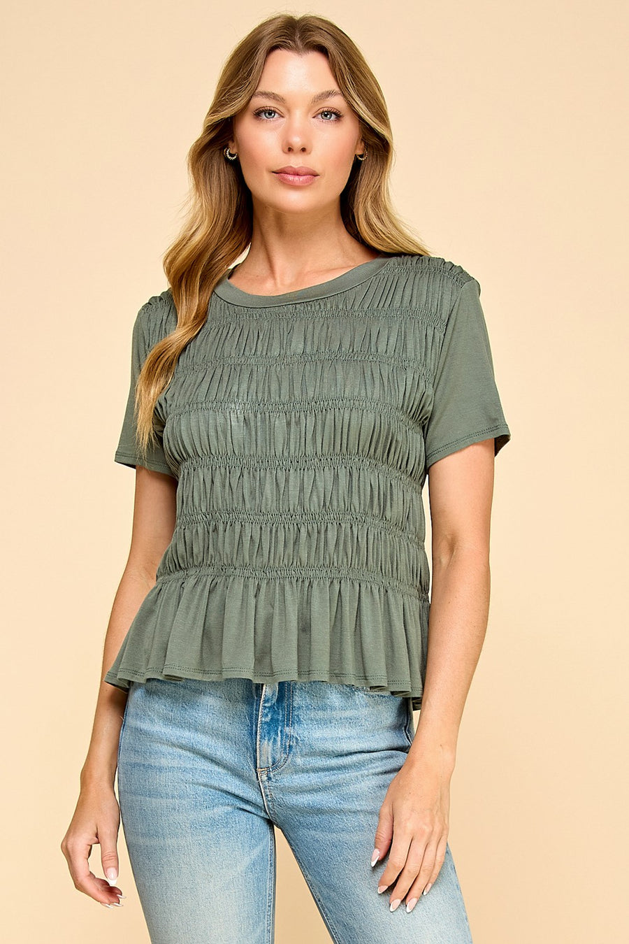 Shania Olive Ribbed Top