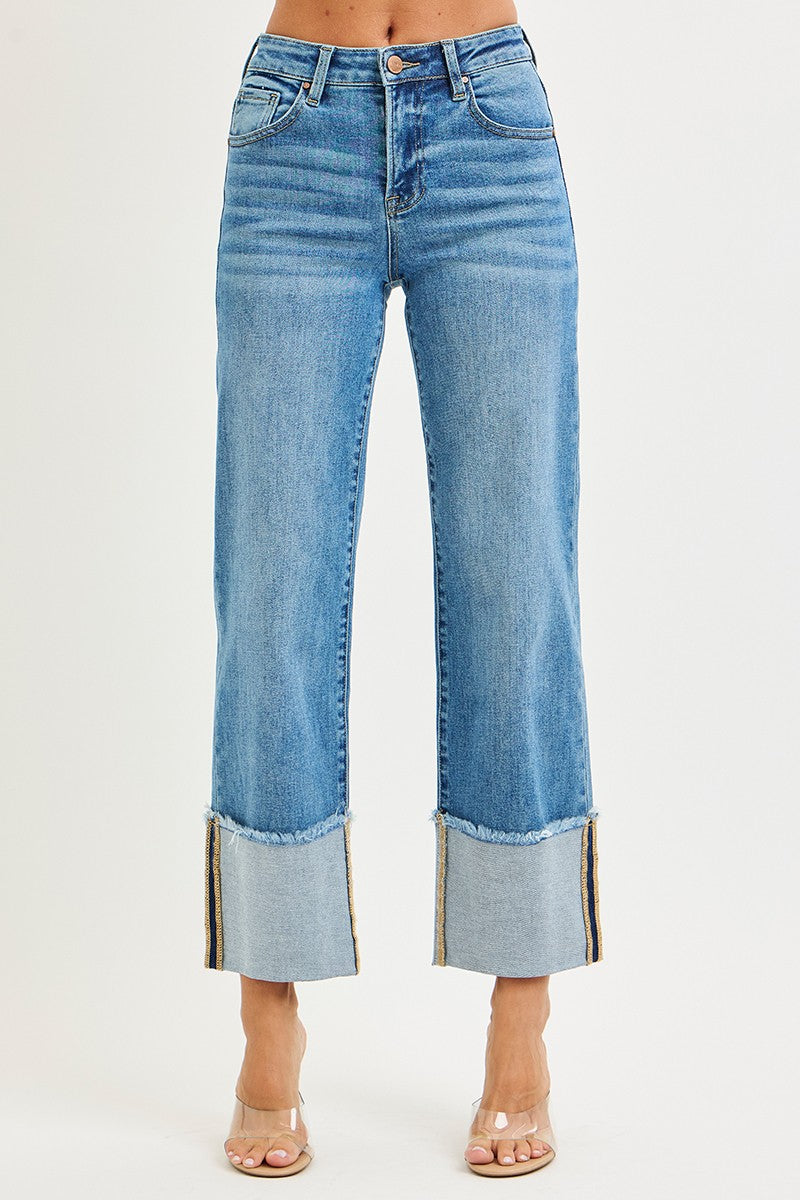 Risen Janna M/R Crop Wide Cuff Jean