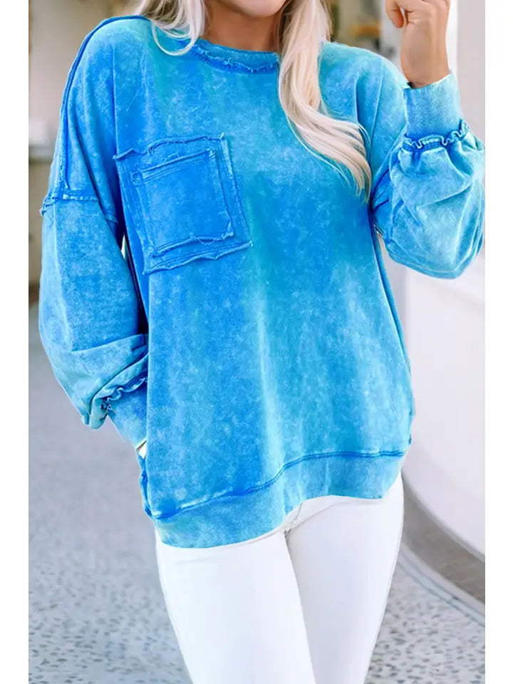Jackie Blue Acid Wash Pullover