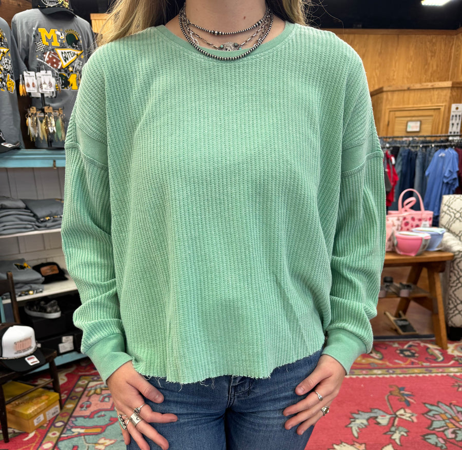 Layla LS Knit Top Black/Emerald