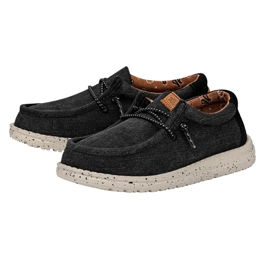 Hey Dude Wally Youth Washed Canvas Black