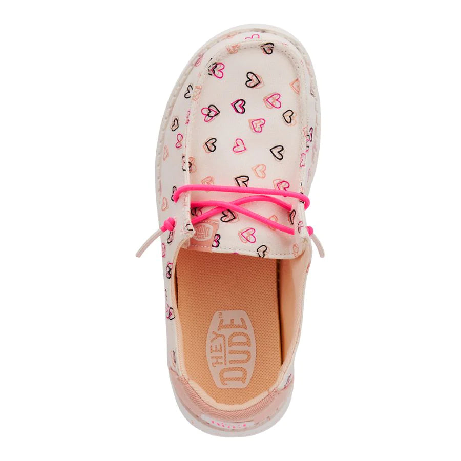 Hey Dude Wendy Youth Double Hearts White/Pink