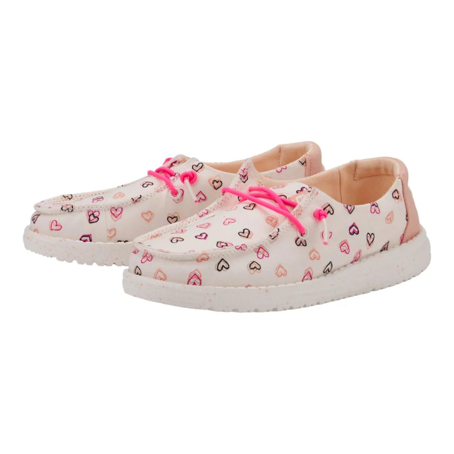 Hey Dude Wendy Youth Double Hearts White/Pink