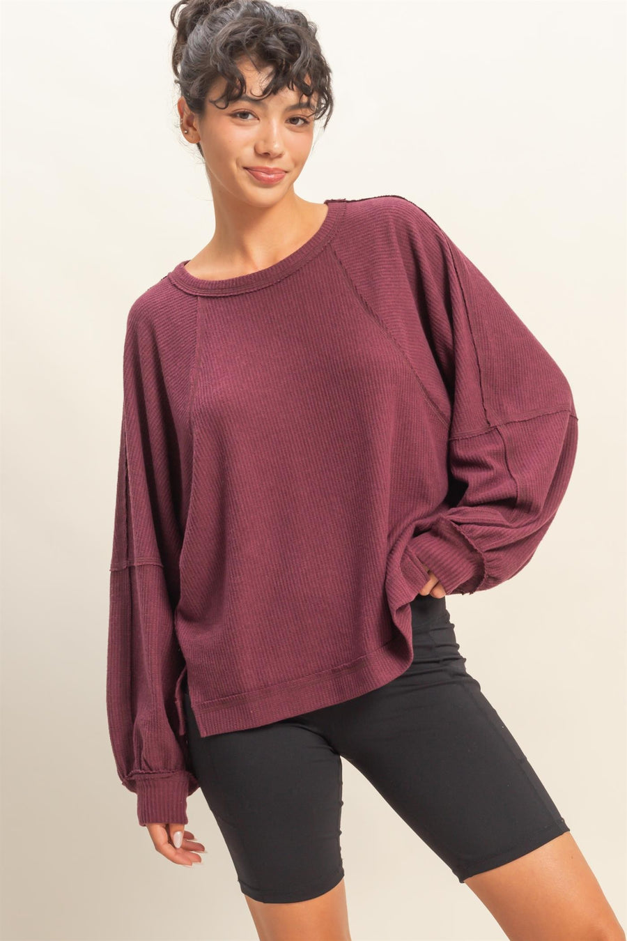 Dezzy Dark Cherry Knit Top