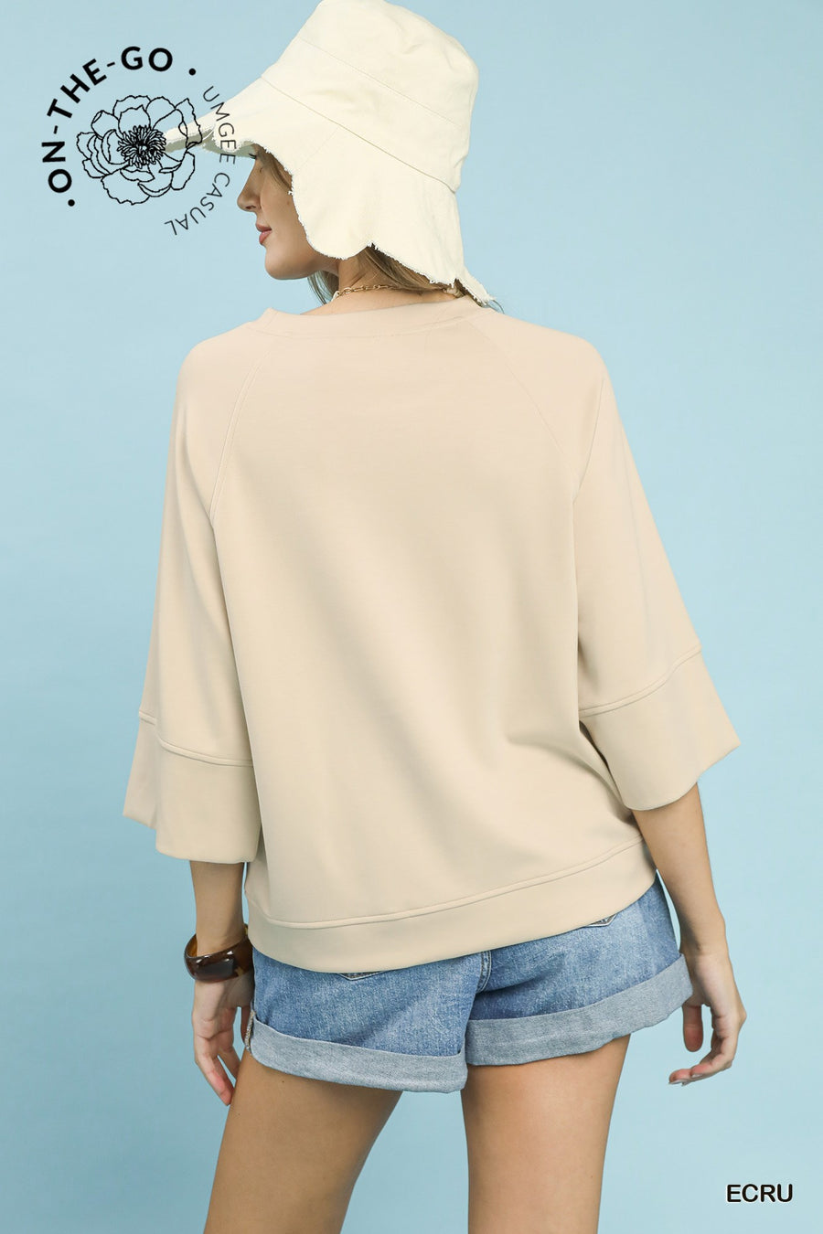 Umgee Ecru Flare Sleeve Top
