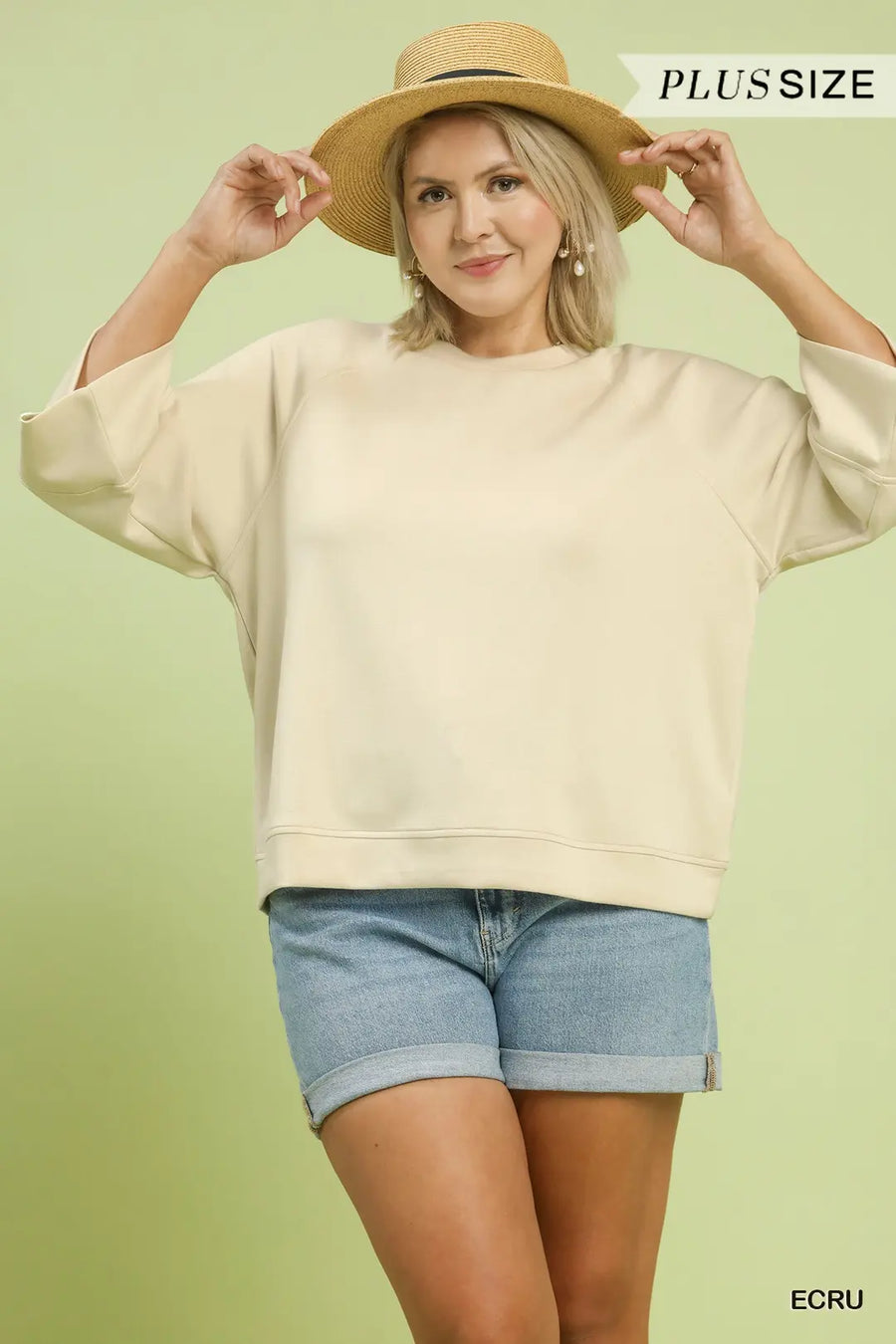 Umgee *PLUS* Ecru Raglan Top