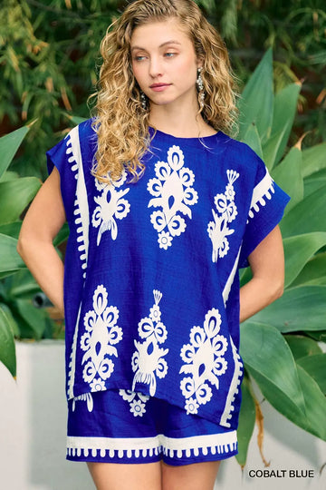 Umgee Cora Print Poncho Top