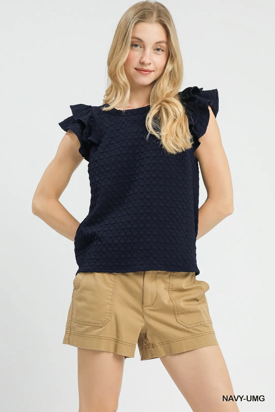 Umgee Teensie Navy Ruffle Top