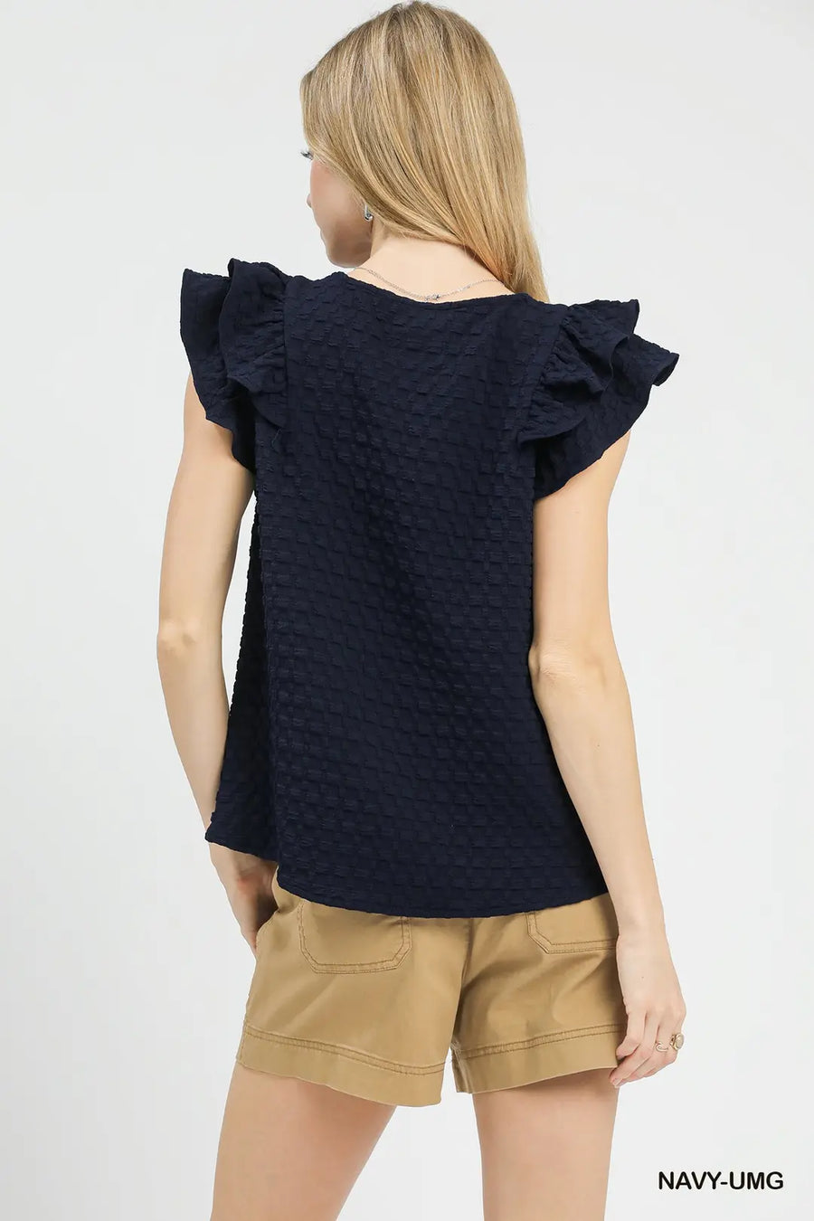 Umgee Teensie Navy Ruffle Top