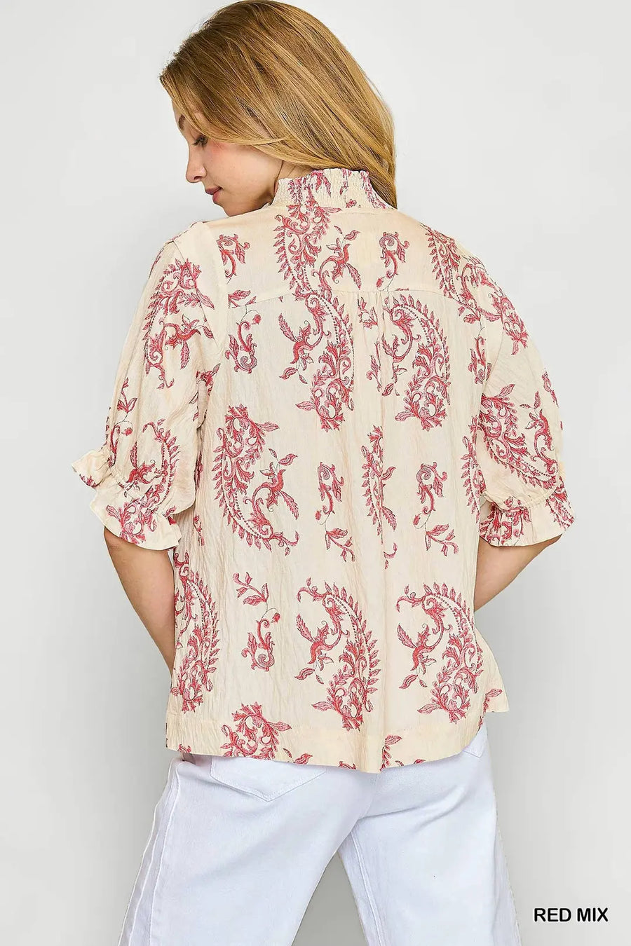 Umgee Bria Red Paisley Top