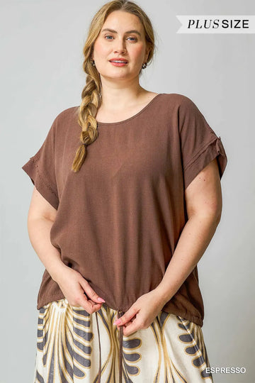 Umgee *PLUS* Drwstring Top Espresso