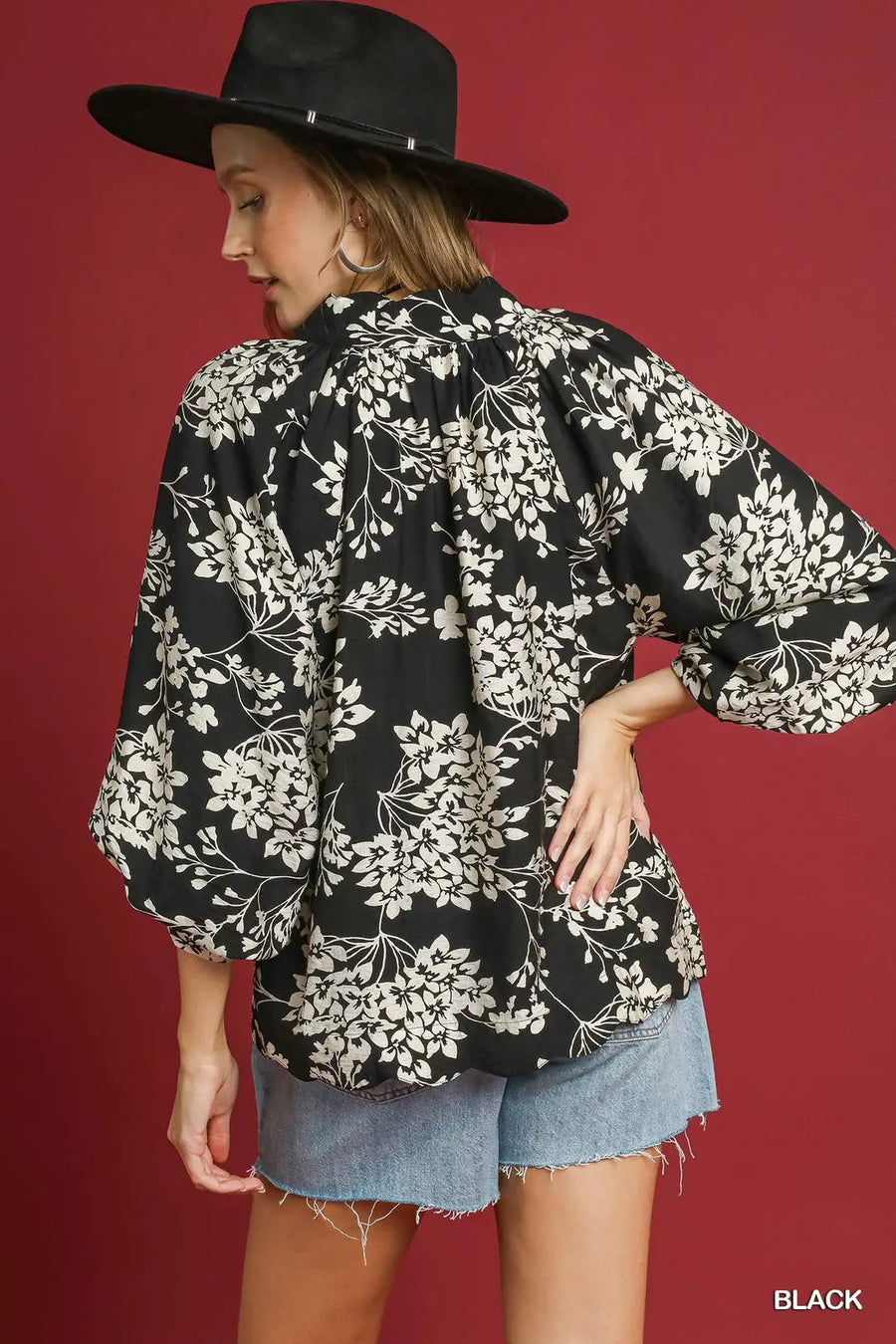 Umgee Cherry Blossom B/W Top