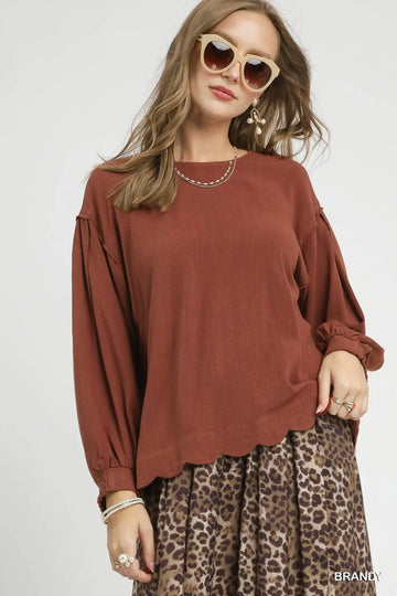 Umgee Lucy Brandy Long Sleeve Blouse