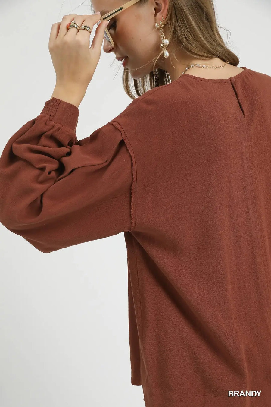 Umgee Lucy Brandy Long Sleeve Blouse