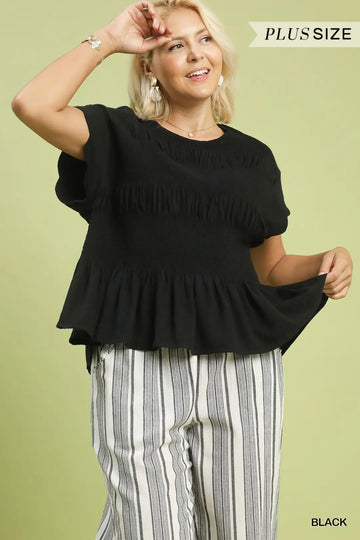 Umgee *PLUS* Black Peplum Top