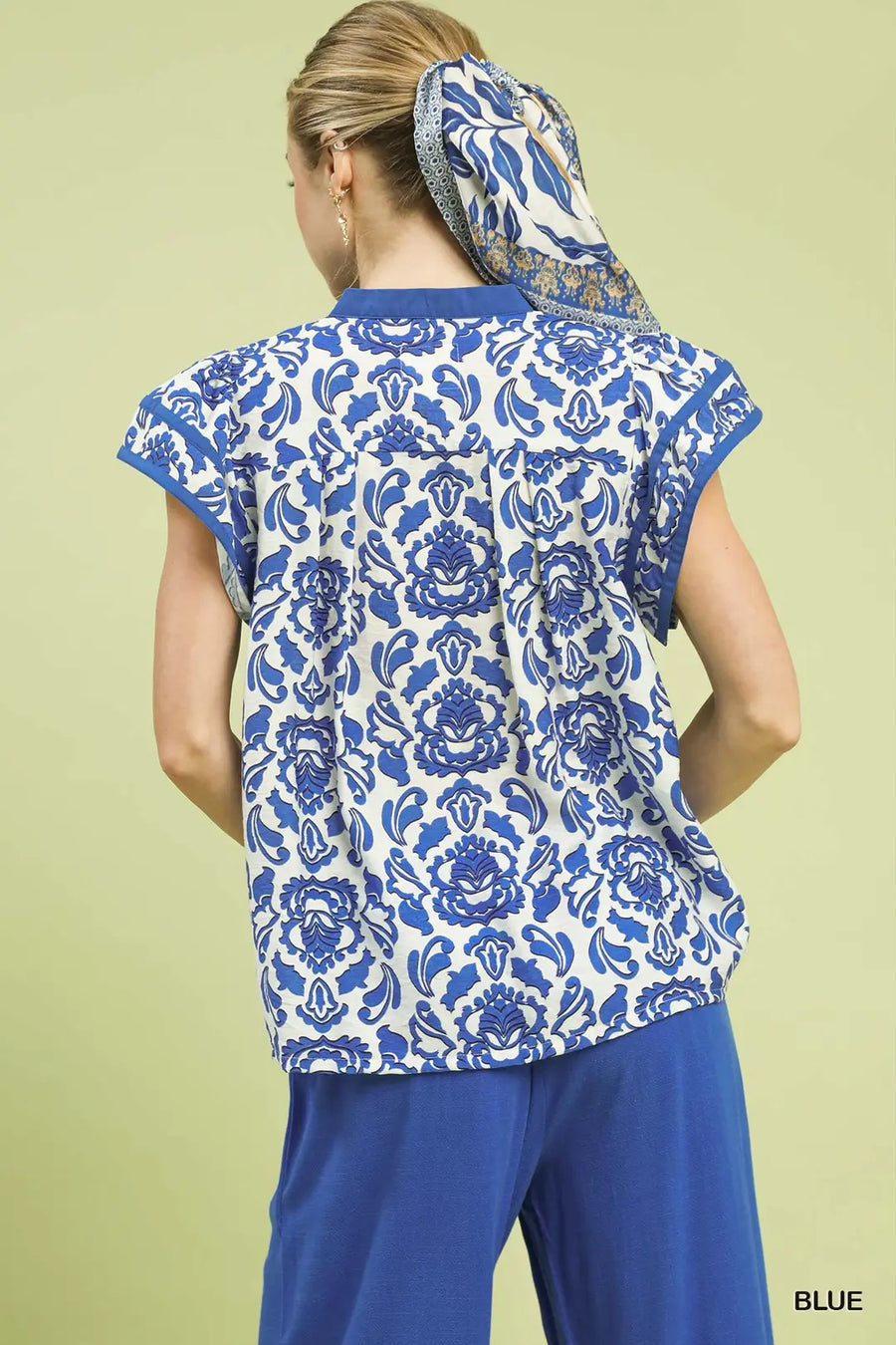 Umgee Ryan Blue Print Top