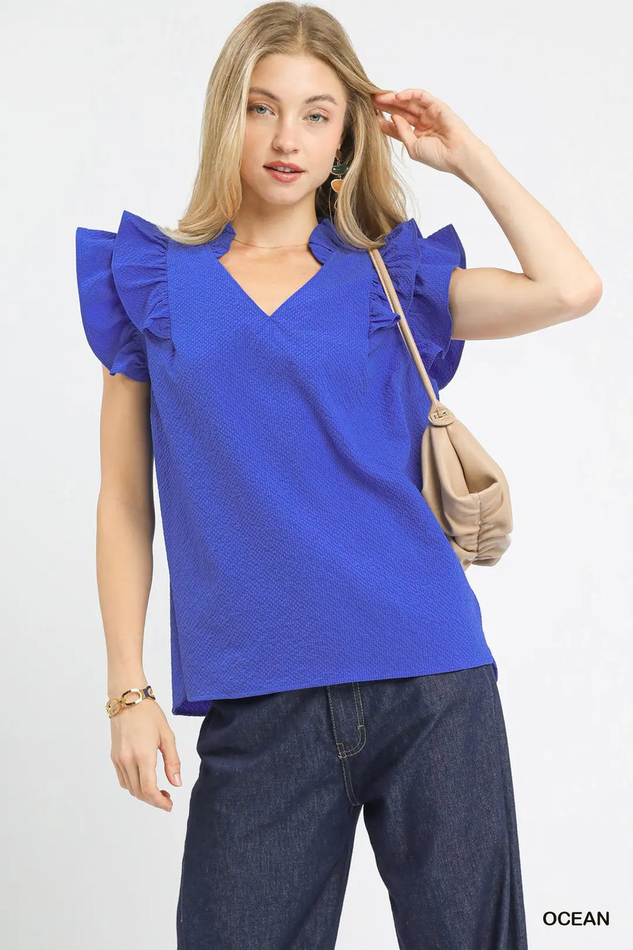 Umgee Susan Ocean V-Neck Top