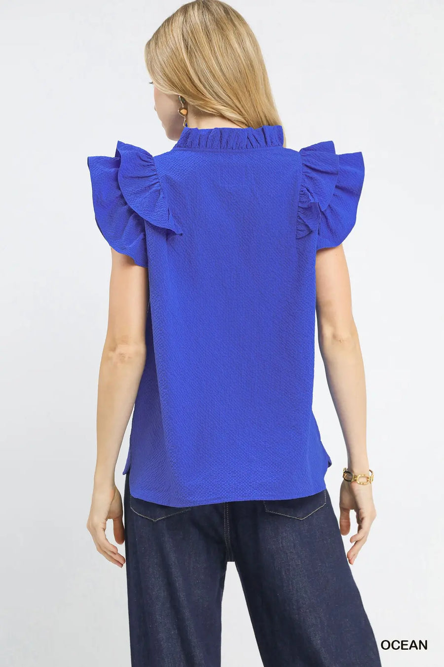 Umgee Susan Ocean V-Neck Top