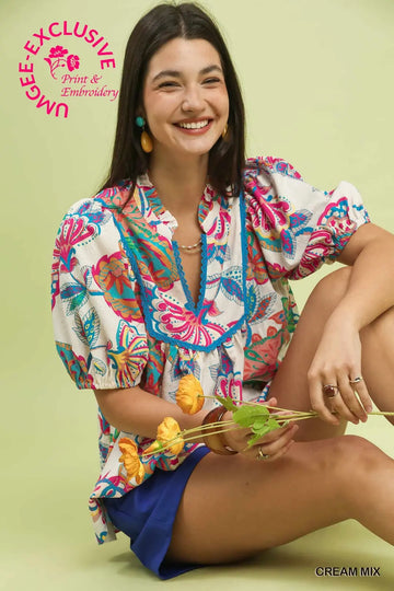 Umgee Harper Cream Mix Top