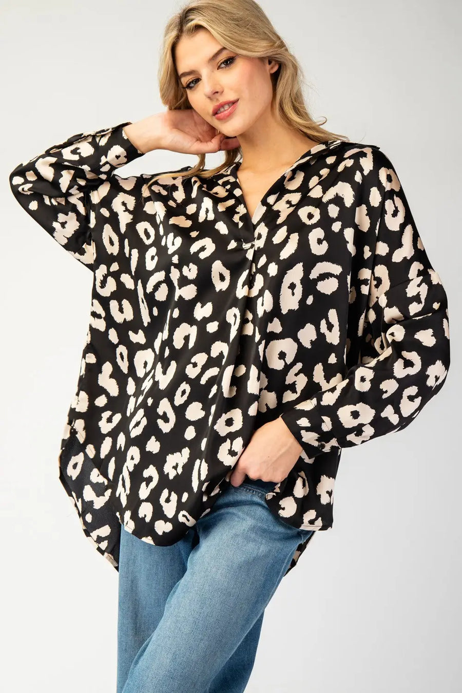 Eden Black & White Leopard Top