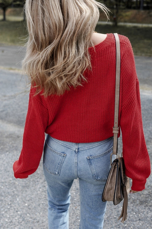Caroline Red Knit Sweater