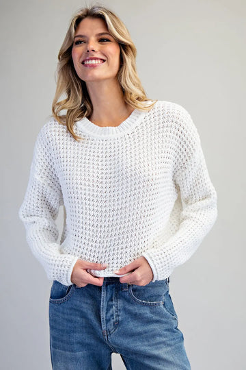Eliza Off White Cropped Sweater