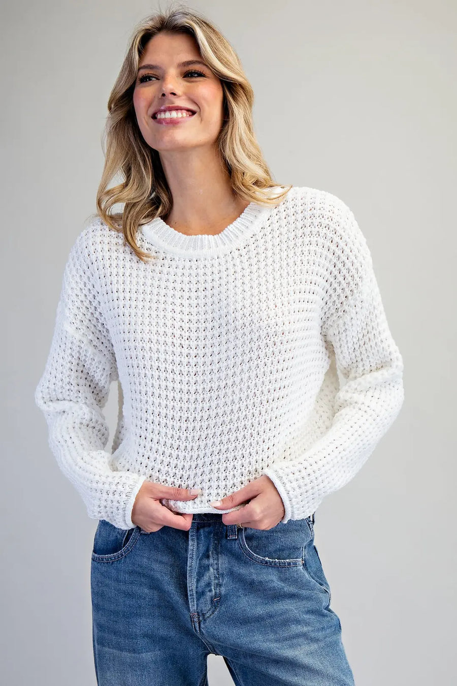 Eliza Off White Cropped Sweater