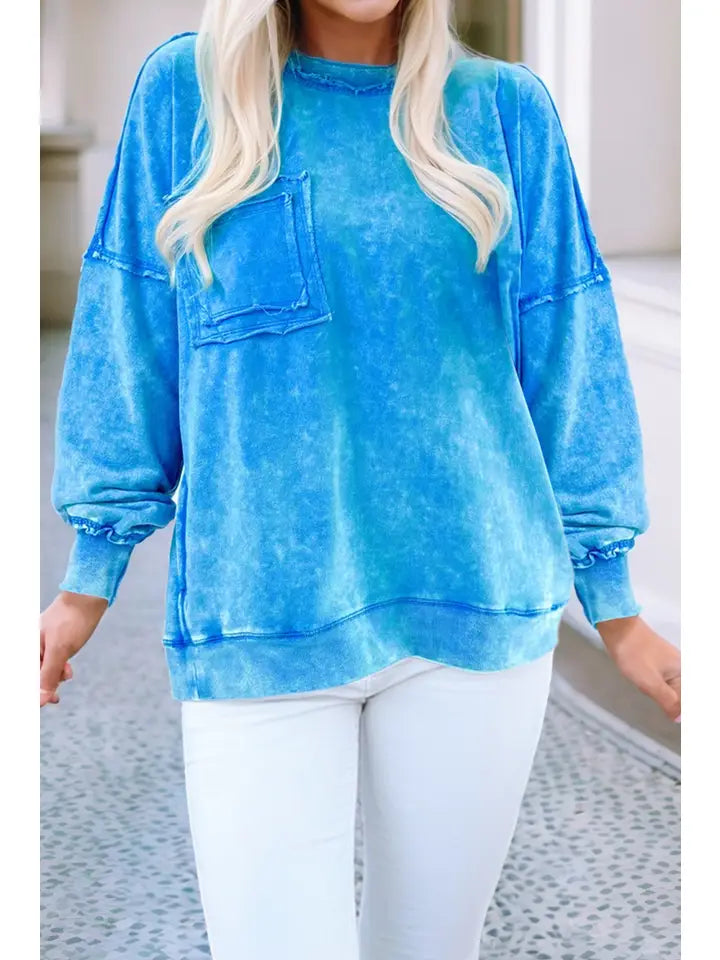 Jackie Blue Acid Wash Pullover